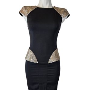 Abyss by Abby Mini Black Cocktail Dress with Sequin Trim